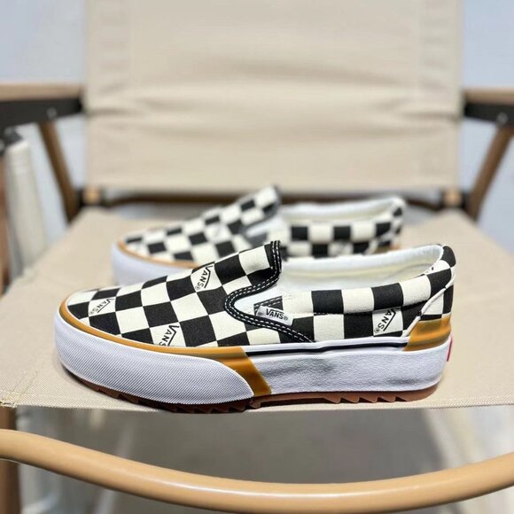 VANS Stacked Checkerboard Slip On Canvas Shoes - Picture 6 of 6